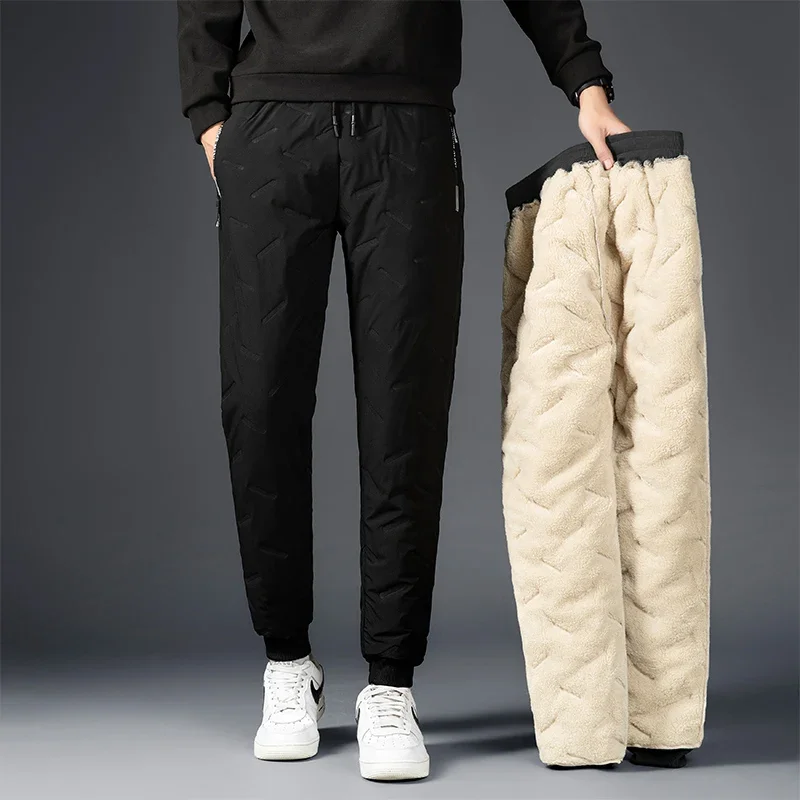 

Men's Winter Lambswool Casual Pants Thick Fleece Thermal Trousers Keep Warm Water Proof Sweatpants High Quality Fashion Trousers