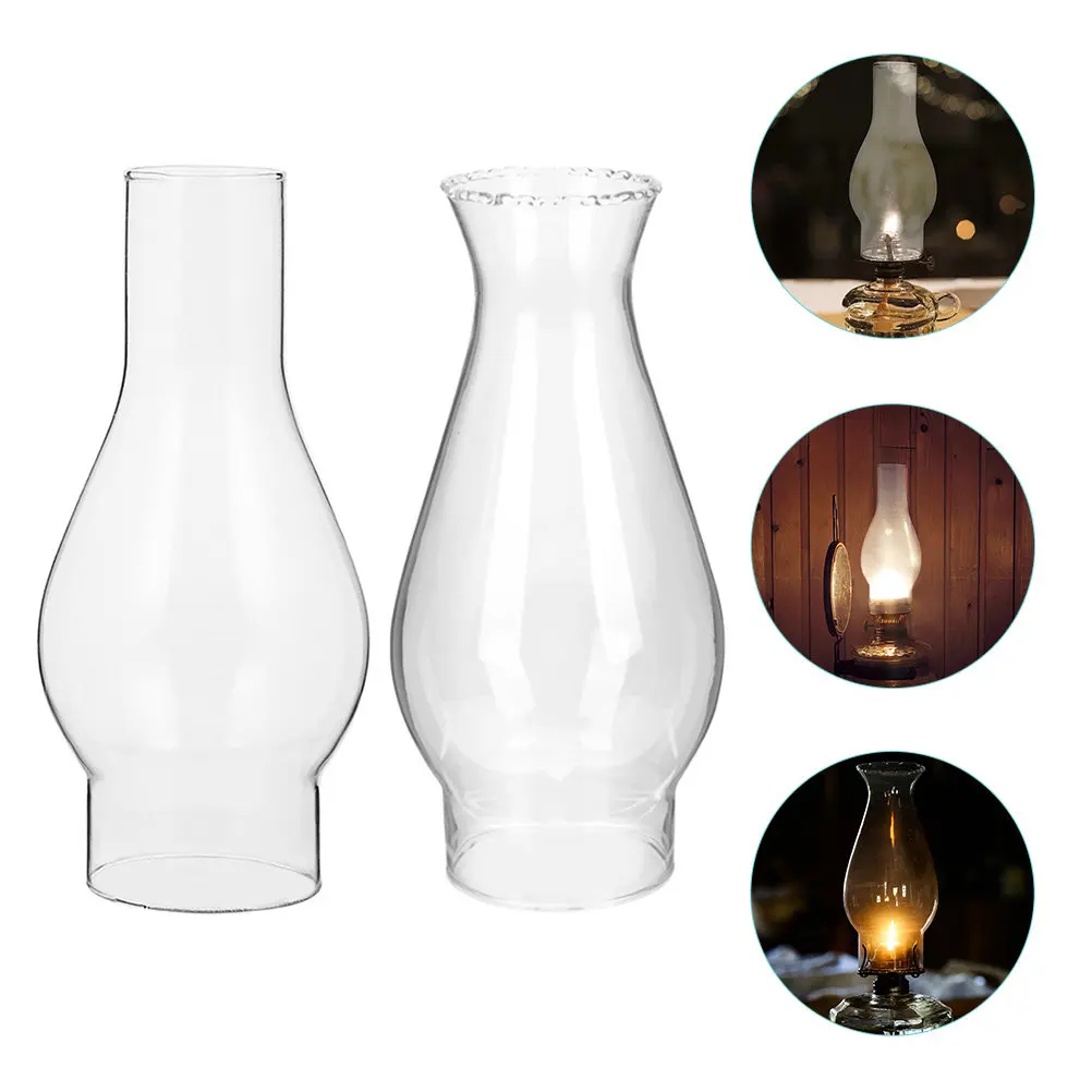

2Pcs Smooth Texture Glass Oil Lamp Chimney Clear Lamp Cover Replacement Windproof for Retro Lamps Easy Install Rolled