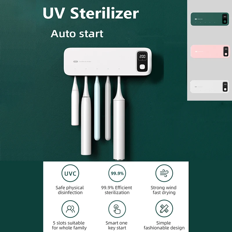 Xiaomi UV Toothbrush Sterilizer USB Rechargeable Toothbrush Organizers With LED Display Bathroom Wall-mounted Tooth Brush Holder