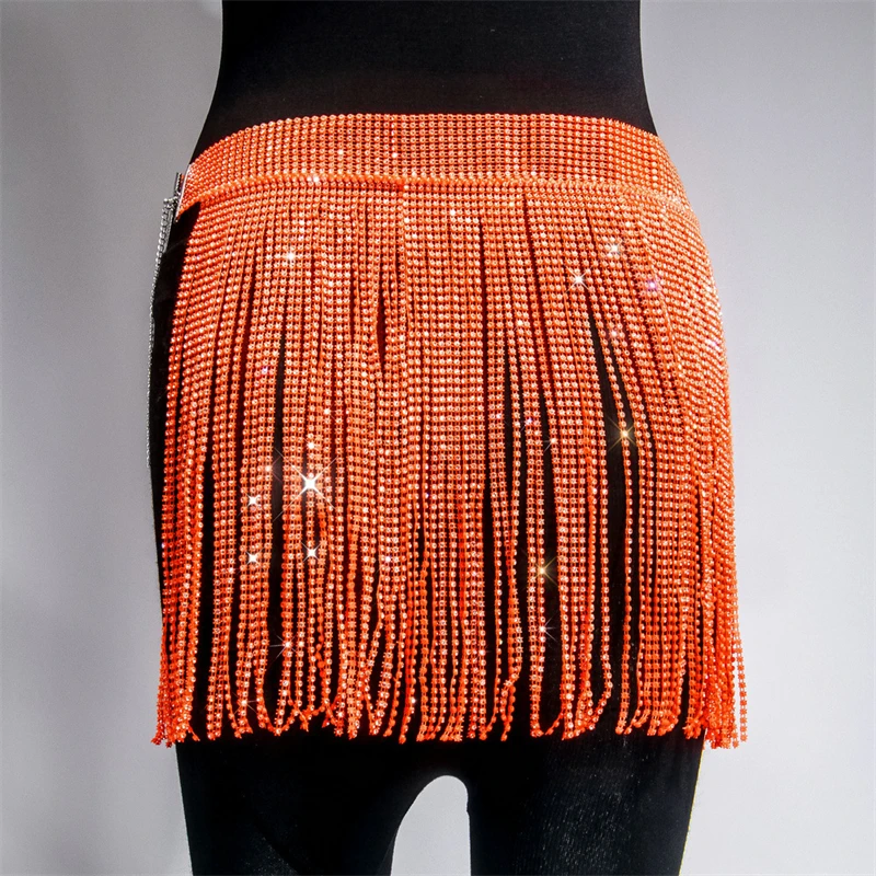 2024 herbst Winter Frauen Rock Mode Einfarbig Quaste Rock Nachtclub Tragen Party Verband Kleidung Unten Halloween Kunst Mini – Detail 9