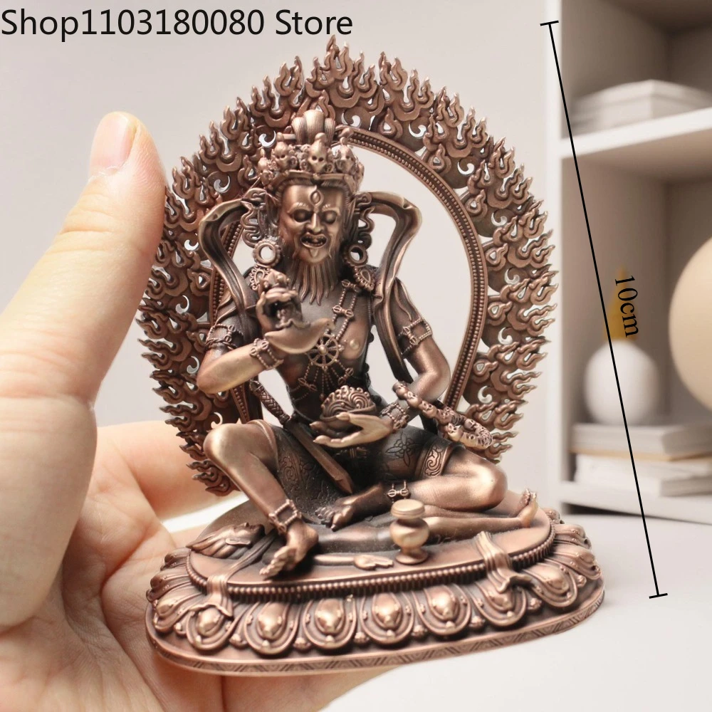 Red copper carving Brahmarupa Mahakala statue Brahmin Protector sculpture,23cm,15cm,10cm