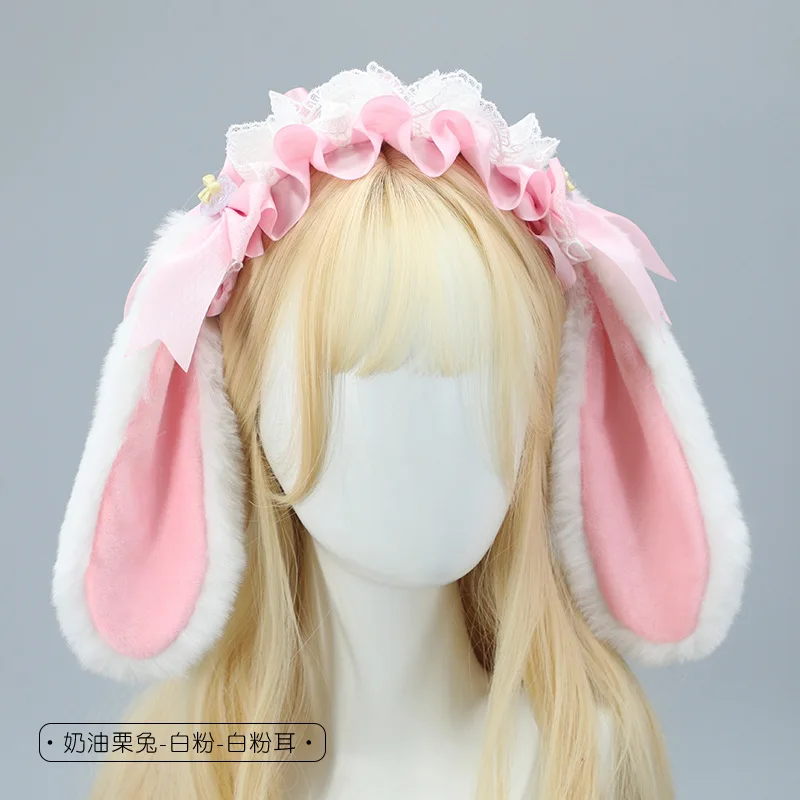 bonito-de-pelucia-fita-de-renda-lolita-bandana-quadrinhos-cosplay-aderecos-simulacao-coelho-orelha-chapelaria-bandana