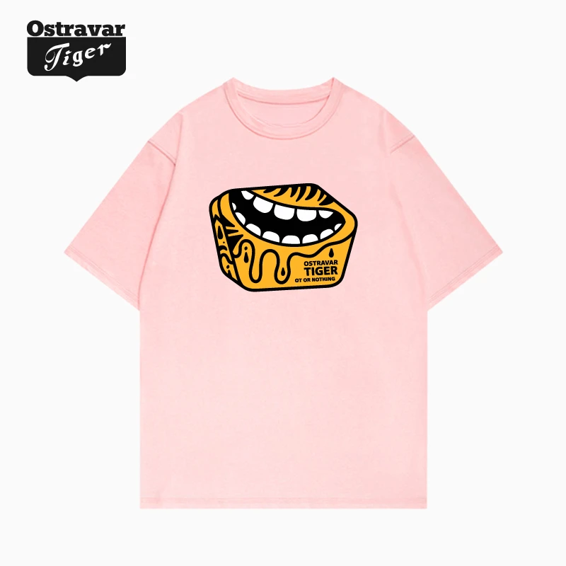 Tiger Onitsuka Home Tiger Tide Brand Ins American Vintage مطبوعة للرجال والنساء زوجين نصف كم فضفاض قصير الأكمام