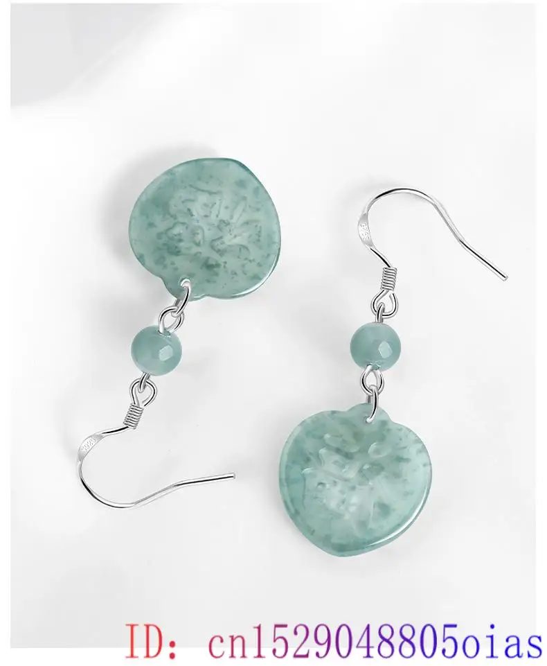 Pendientes de jadeíta Fu birmana azul, piedra de lujo, amuleto tallado de plata 925, regalos para mujeres, accesorios de joyería Natural