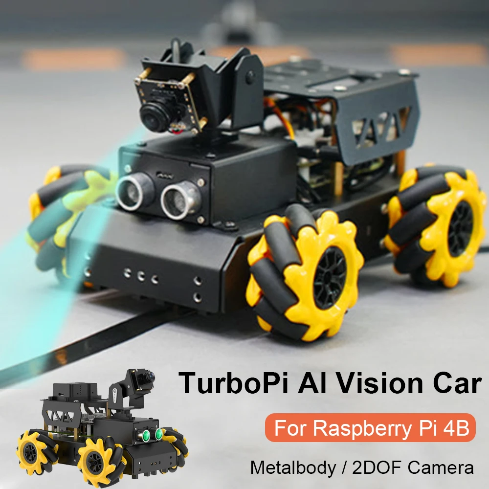 

4WD TurboPi Mecanum Wheel Motor Robot Car for Starters Open Source Programmable Robot Car DIY Kit for Raspberry Pi 4B 8GB Camera