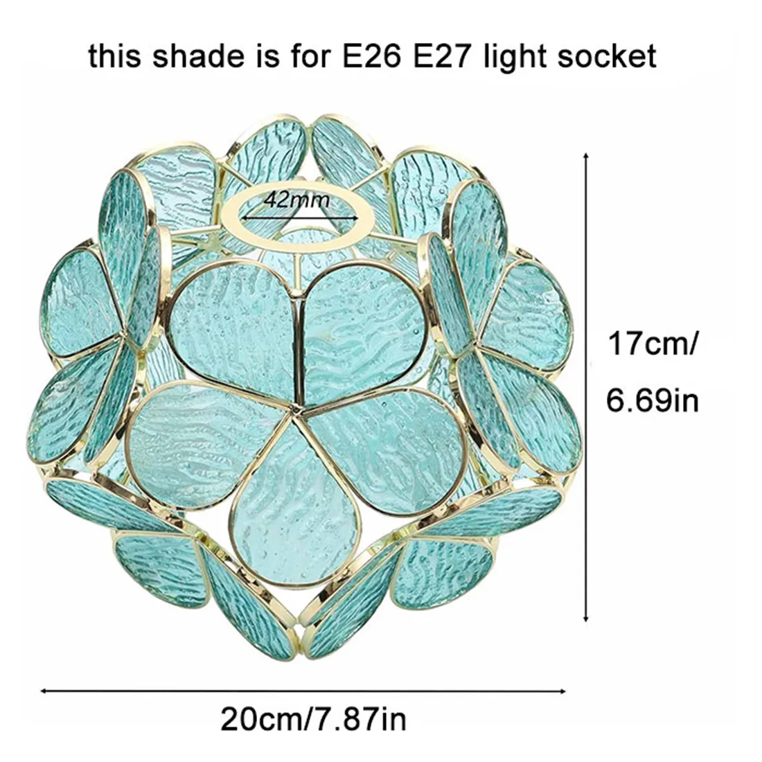 Teksturowany jasnoniebieski abażur w stylu Tiffany z barwionym szklany klosz część zamienna filtra wody płatki kwiatów do gniazdo elektryczne E26 E27