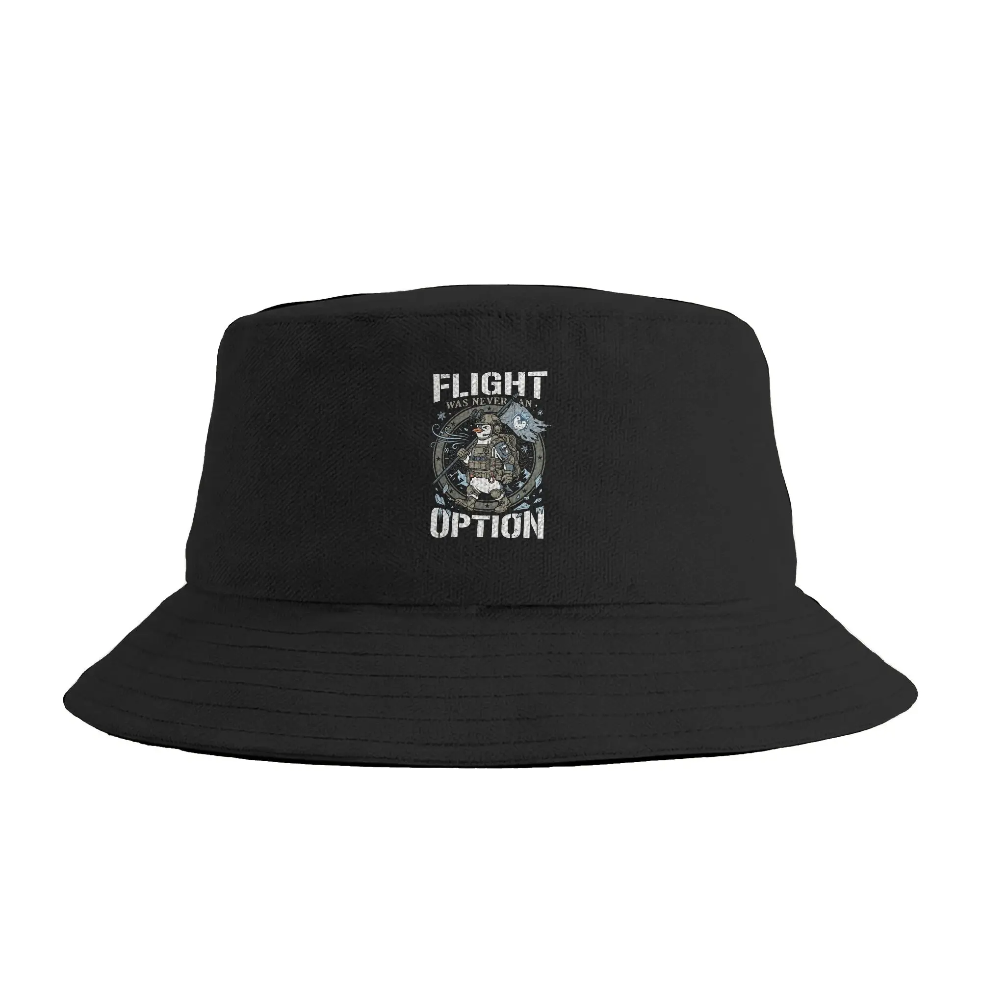 Flight was Never an Option Tactical Penguin Bird Meme Bucket Hat  Hawaii Fisherman Caps For Men Women Vintage Fishing Sun Hats