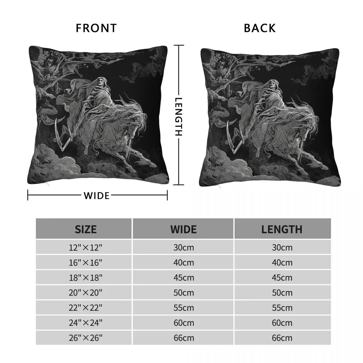 Gustave Dore Death On The Pale Horse Square Pillowcase Polyester Linen Velvet Pattern Decorative Pillow Case Bed Cushion Cover