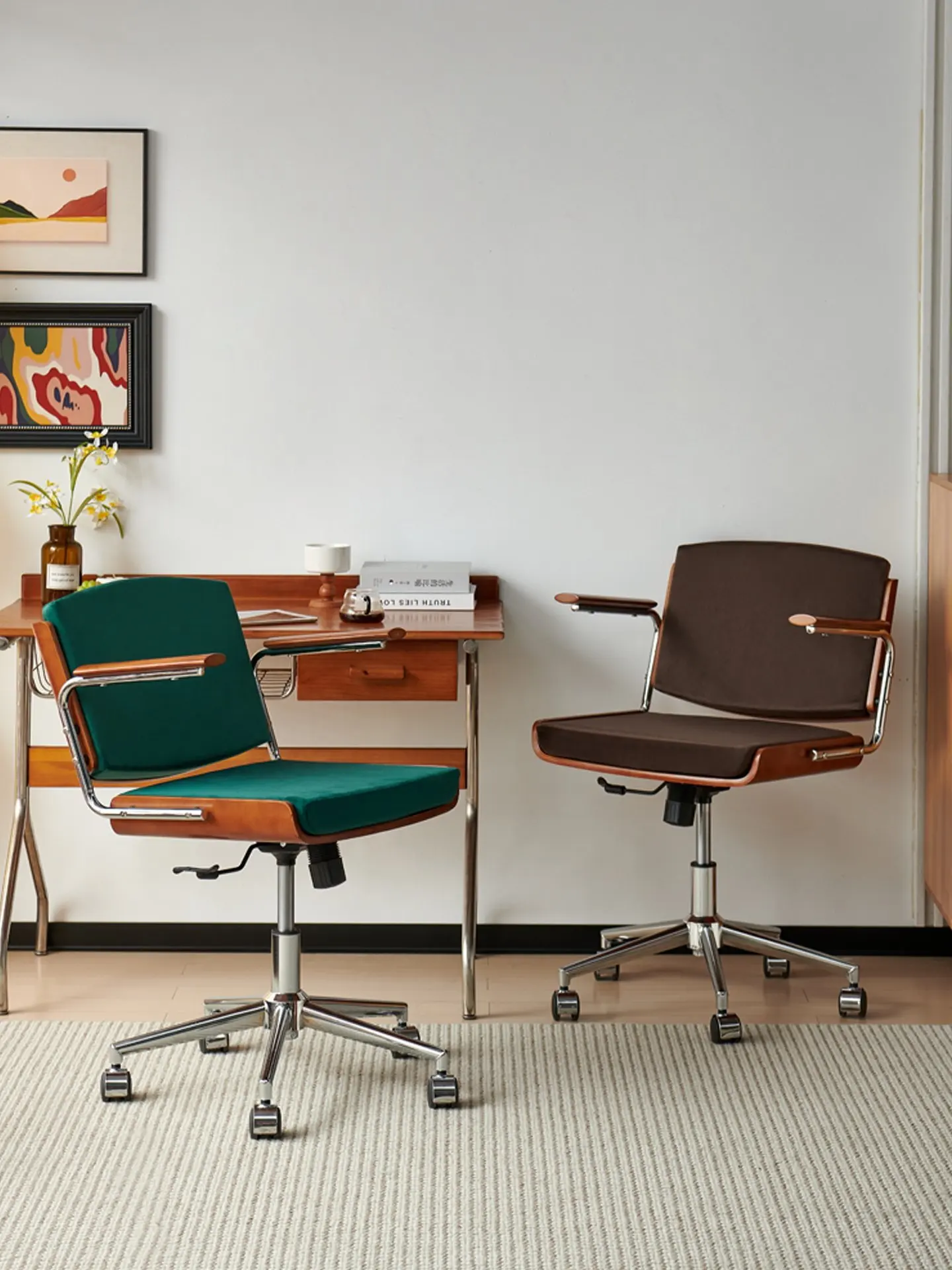 Solid Wood Ergonomic Adjustable Swivel Computer Chair Mid Century Bauhaus Berlin Chair Study Room Comfortable Home Office