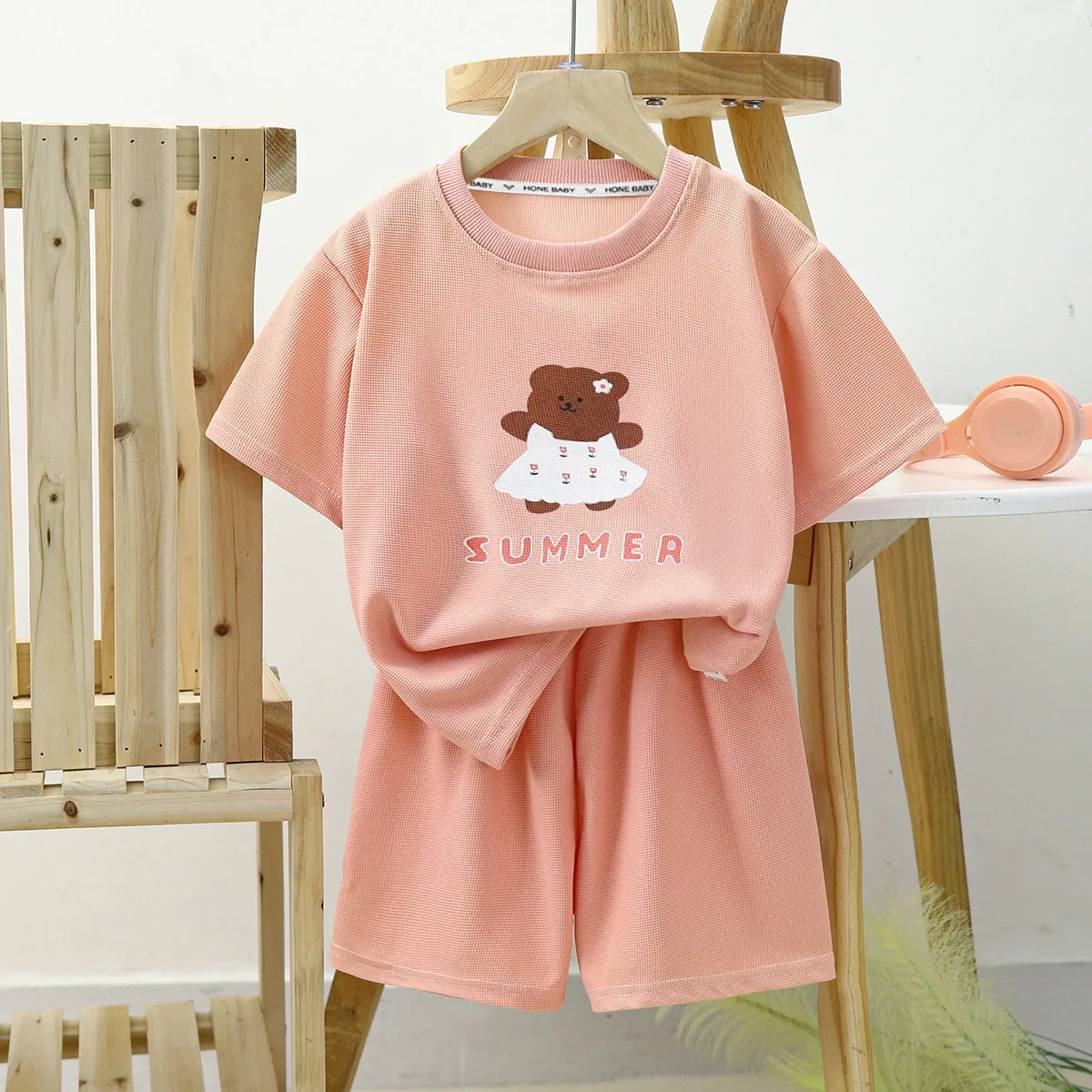2PCChildren\'s Short Sleeve Set Summer New Boys and Girls T-shirts and Shorts Clothing Set Baby Summer Children\'s Outfits