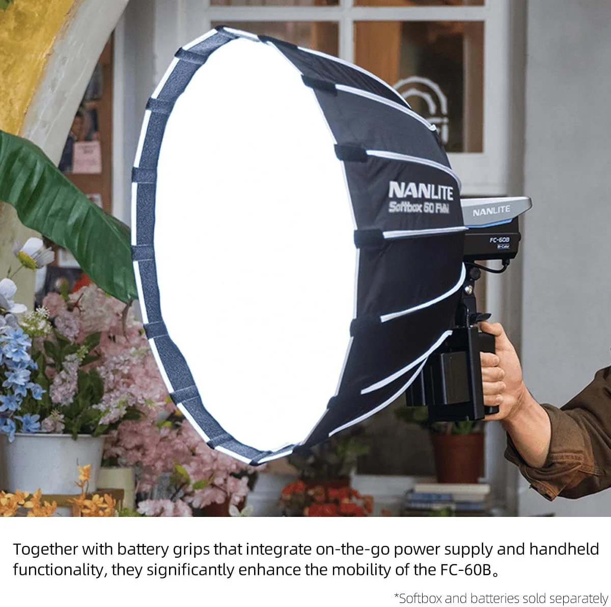 FC-60B 78W LED Video Light 2700K-6500K Continuous Output APP Control AC/DC Power Support Bowens Mount Studio