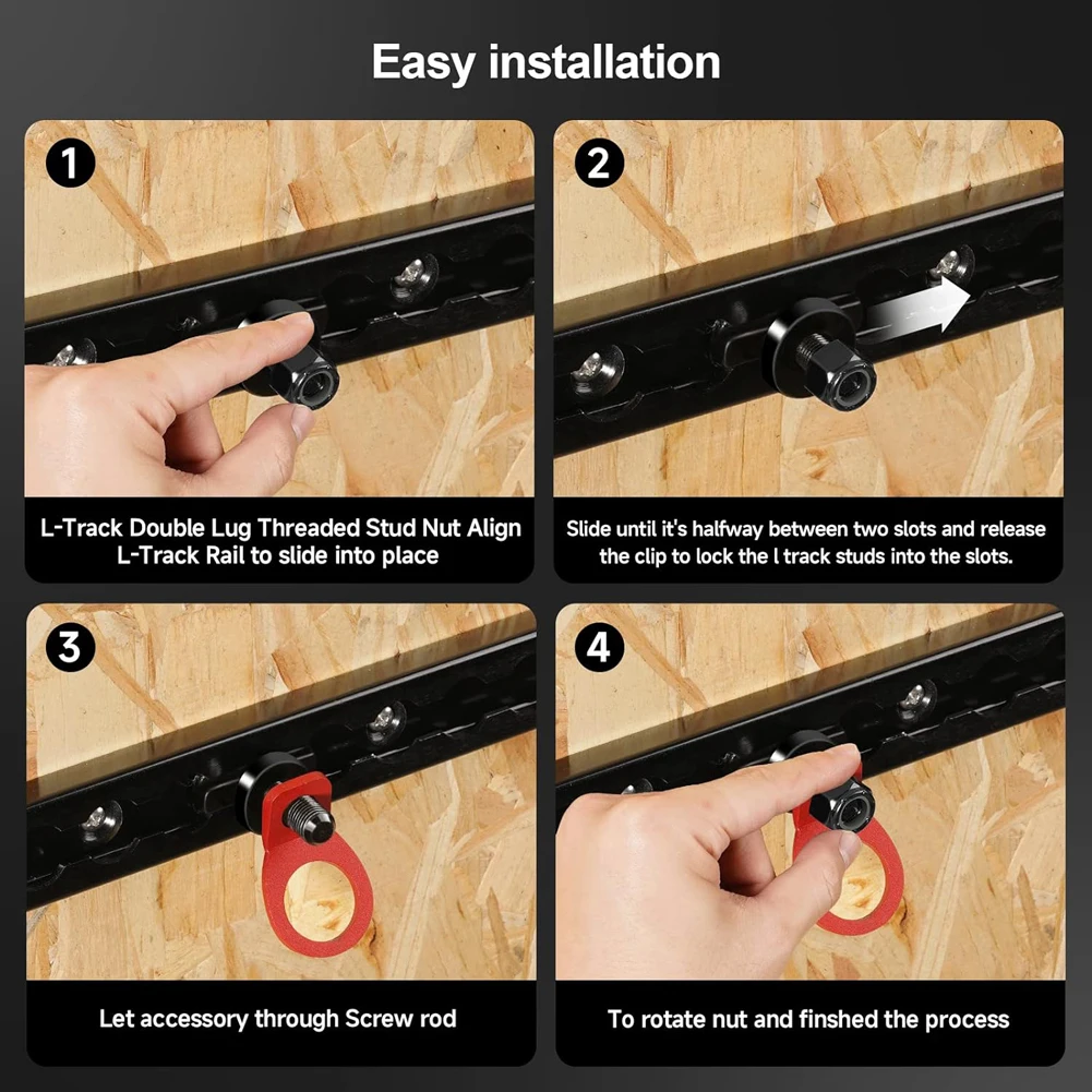 8 Stuks L-Track Dubbele Lug Gebruikt Met L Track Rail Schroefdraad Stud Fitting Haak Vastzet Touw Anker punt Voor Vrachtwagen Bed Pickup RV Atv