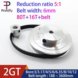 Voron Motion Parts GT2 Timing Belt Pulley 80teeth 16teeth 5/6/8/10mm Reduction 5:1/1:5 Belt Width 6mm for 3D Printer Accessories