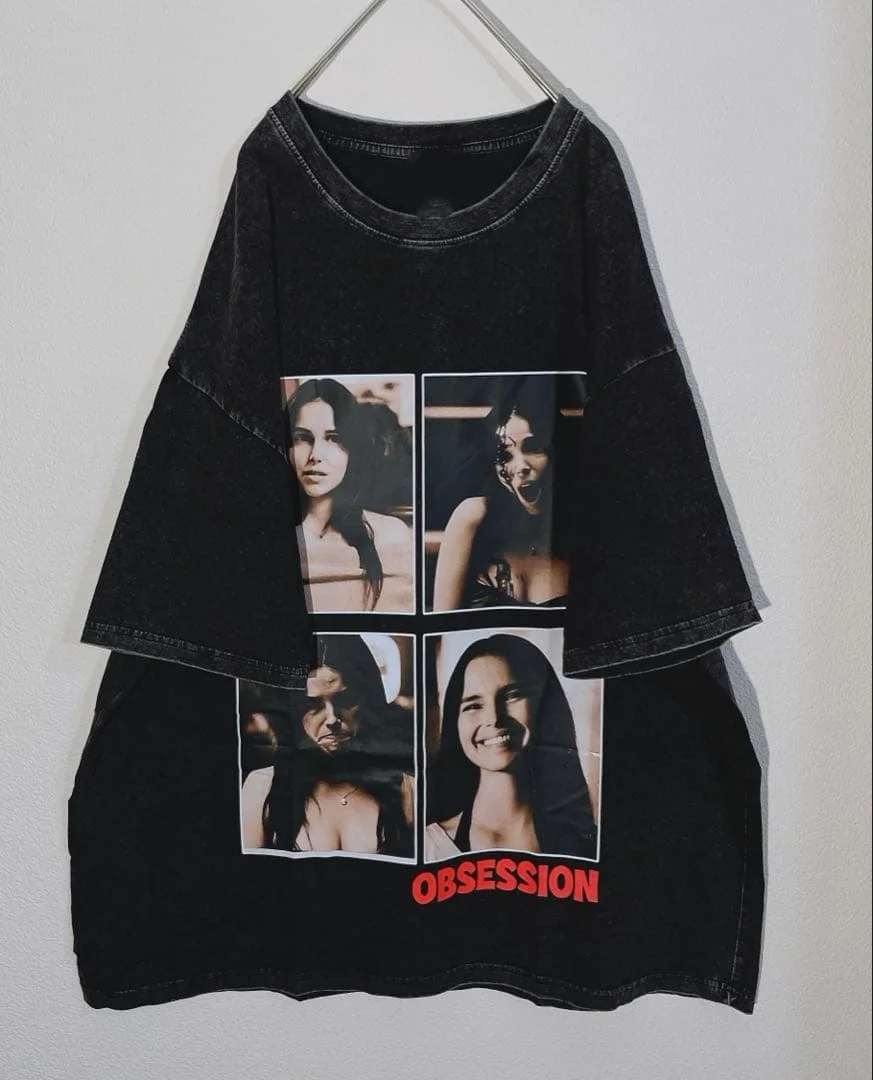 Obsession Movie Nikki 4-Panel Grid Curry Barker Horror Graphic Washed T-Shirt Cotton Men Women Streetwear Tee