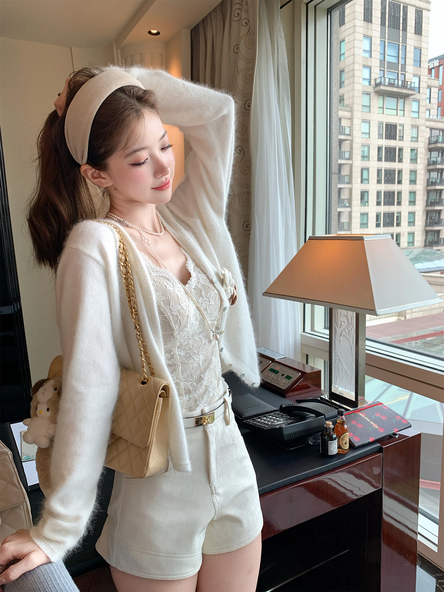 

ChuChu Daily Bear Fur Open Cardigan Women's Loose Lazy Knitted Sweater Slimming Top Autumn Commute Sle Soft Long Sve