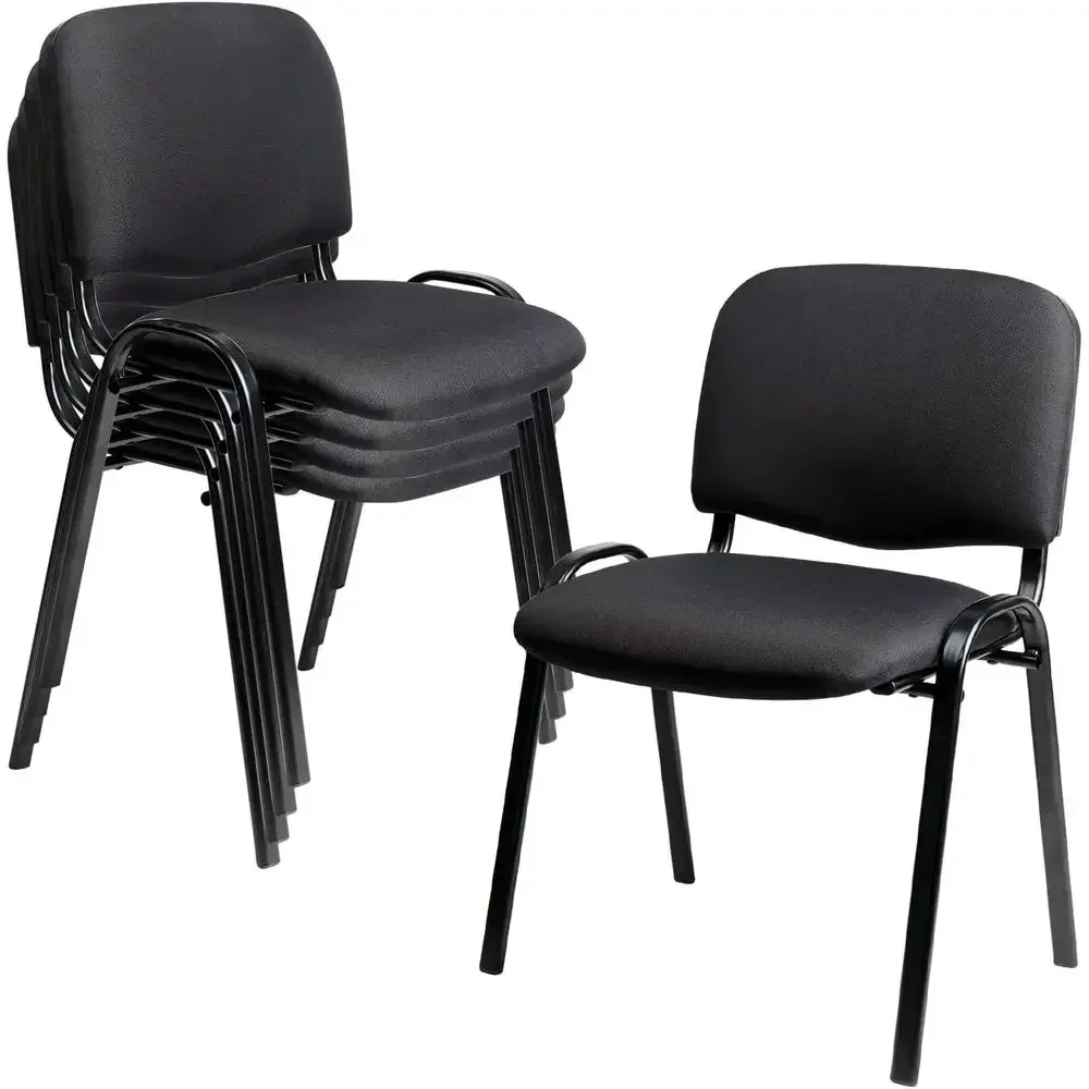 5-Pack Stackable Cloth Fabric Waiting Room Chairs with Upholstered Seat and Back Support, Metal Legs, Ideal for Office, School,