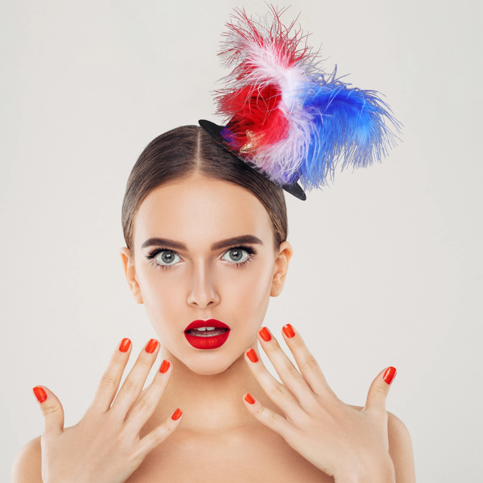 

2Pcs Patriotic Top Hats for Men Women American National Day Party July 4th Decoration Lightweight Headdresses Classic Color