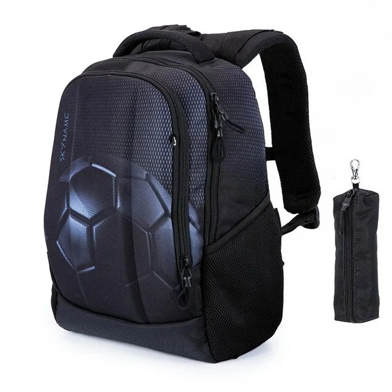

High Quality Brand 3D Black Football Backpacks For Boys Orthopedic Primary USB Charge Multifunctional School Students 1-5 Grade