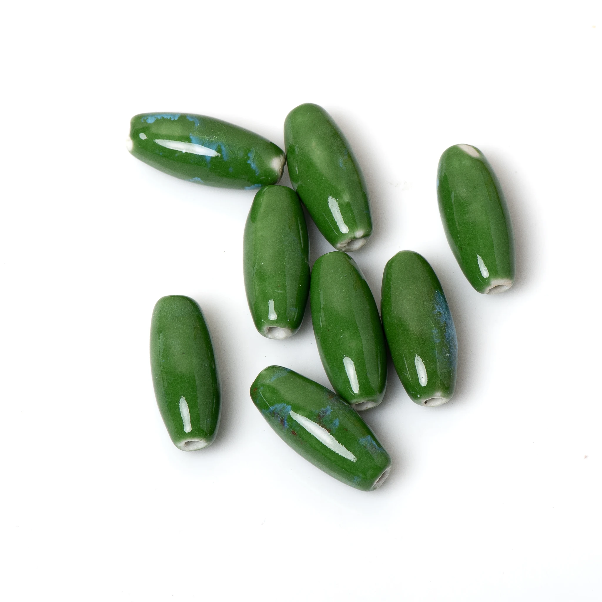 Green Oval Ceramic Beads for Jewelry Making DIY Crafts Handmade Necklace Bracelet Accessories 2PCS
