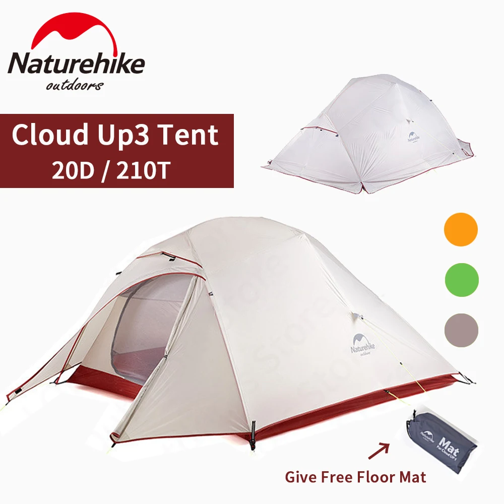 Naturehike Cloud Up 3 Tent Upgrade Outdoor Portable Camping 3 Persons Outdoor Ultralight Hiking Tent Waterproof Breathable Nylon