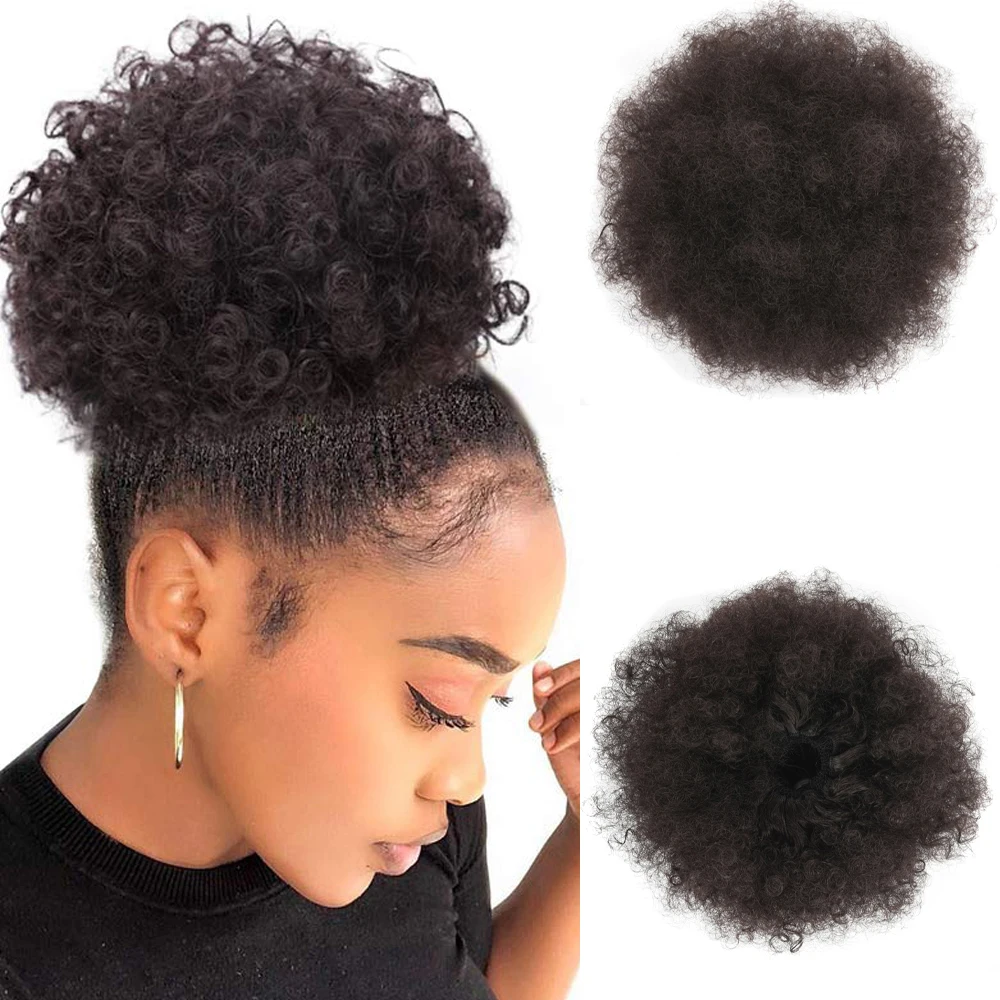 Extensions synthétiques pour femmes noires, postiche afro bouffante, queue de cheval crépue et bouclée, postiche afro-américaine, clip Updo