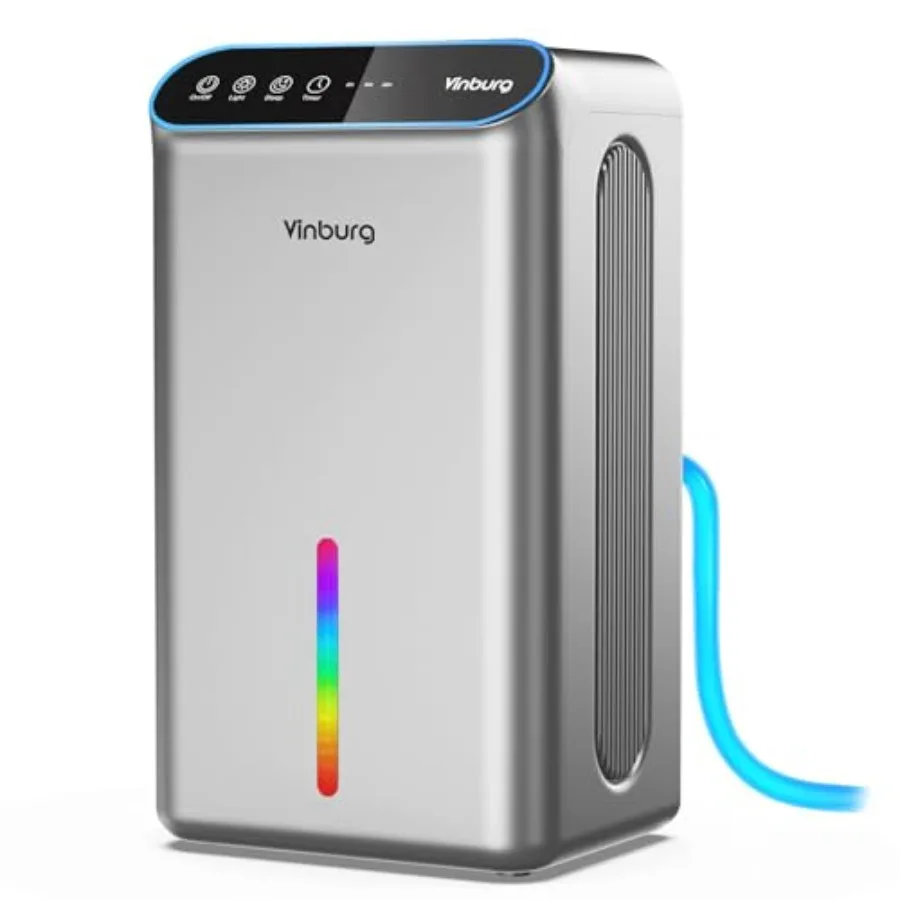 

Маленький бесшумный осушитель воздуха для дома (до 93 кв.м) с автоматическим отключением, ароматерапией, 3-ступенчатым таймером, режимом сна, 7-цветной LED-подсветкой и дренажным отверстием