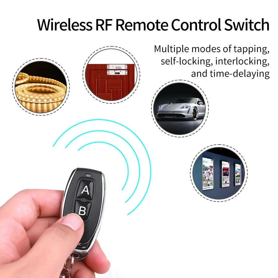 Remote Control Wireless Switch 433Mhz DC 12V 1CH RF 10A Relay Receiver and 2CH Transmitter For Door Electromagnetic Lock