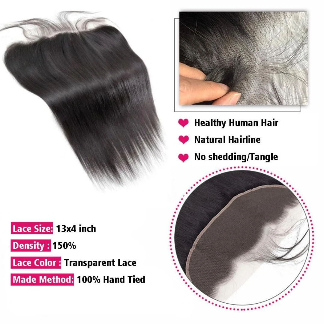 13x4 Lace Frontal Brazilian Straight Ear to Ear Human Hair Frontal Human Hair Frontals Pre Plucked Free Part Hair Extensions