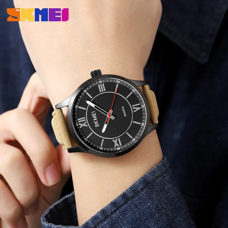 SKMEI Jam Tangan Pria Kasual Fashion Merek Top Jam Tangan Kuarsa Bulat Kedap Air Desain Asli Sederhana Jam Tangan Olahraga Reloj Hombre