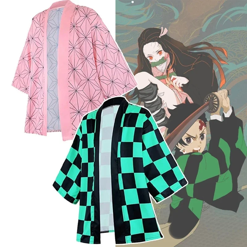 Anime  Kimetsu No Yaiba Haori Kimono Agatsuma Zenitsu Tomioka Giyuu Child Adult Child Coat Shirt Cosplay Costumes