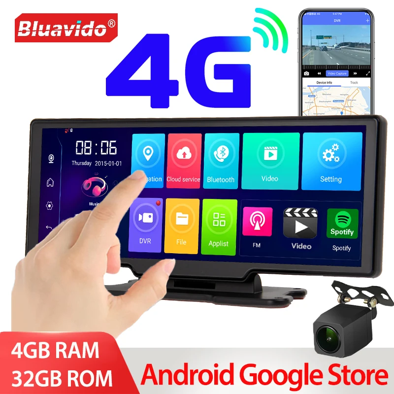 

Bluavido 4G ADAS Android Dash Cam Car Dashboard Screen GPS Navigation Dual Camera FHD 1080P Car Video Recorder Night Vision DVR