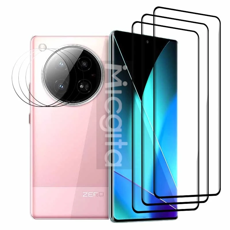 For Infinix Zero 40 4G Screen Protector Shockpoof Anti-Scratch Front Glass film and Soft Fiber Lens film