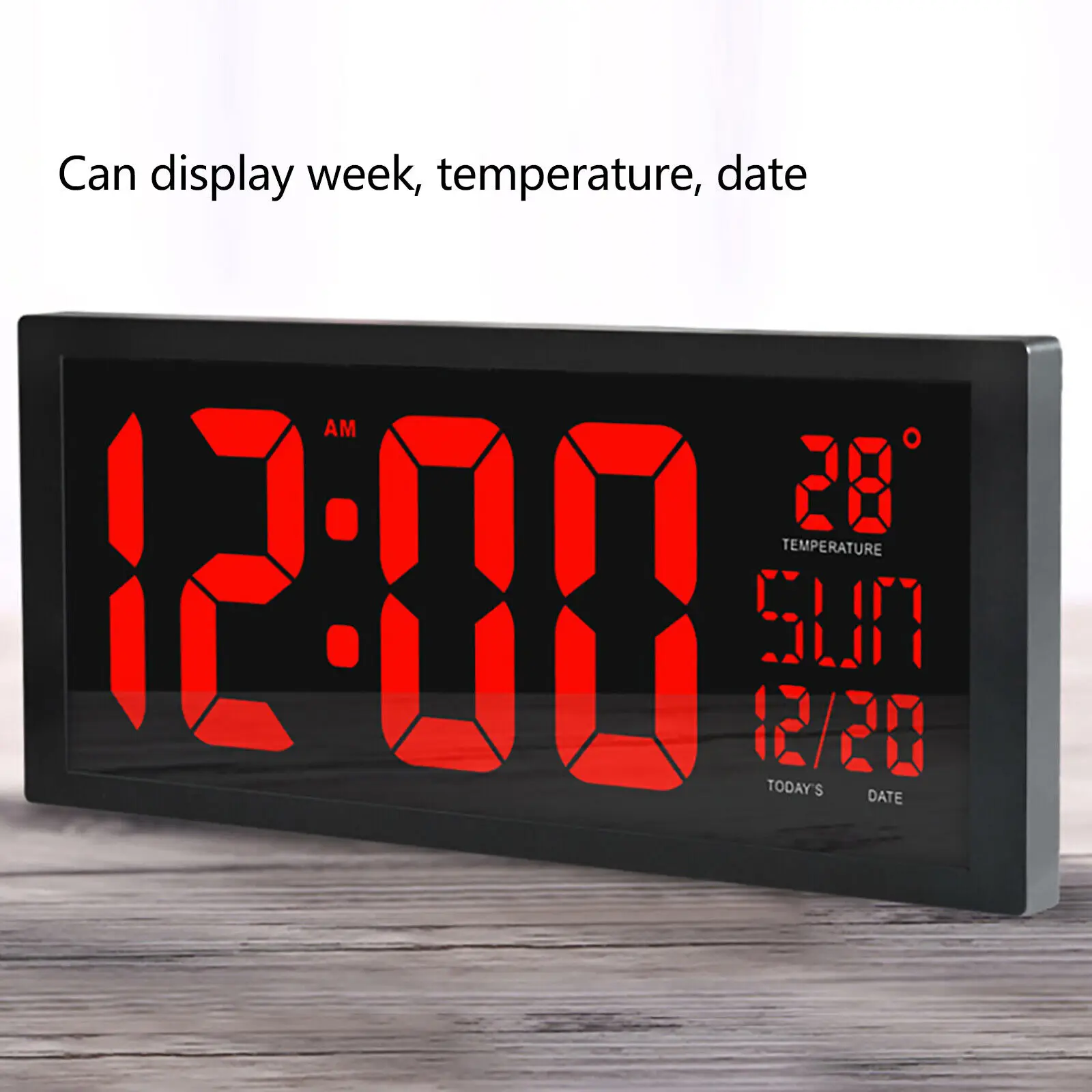 

Digital Wall Clock Large Display with Time Date Temperature LED Digital