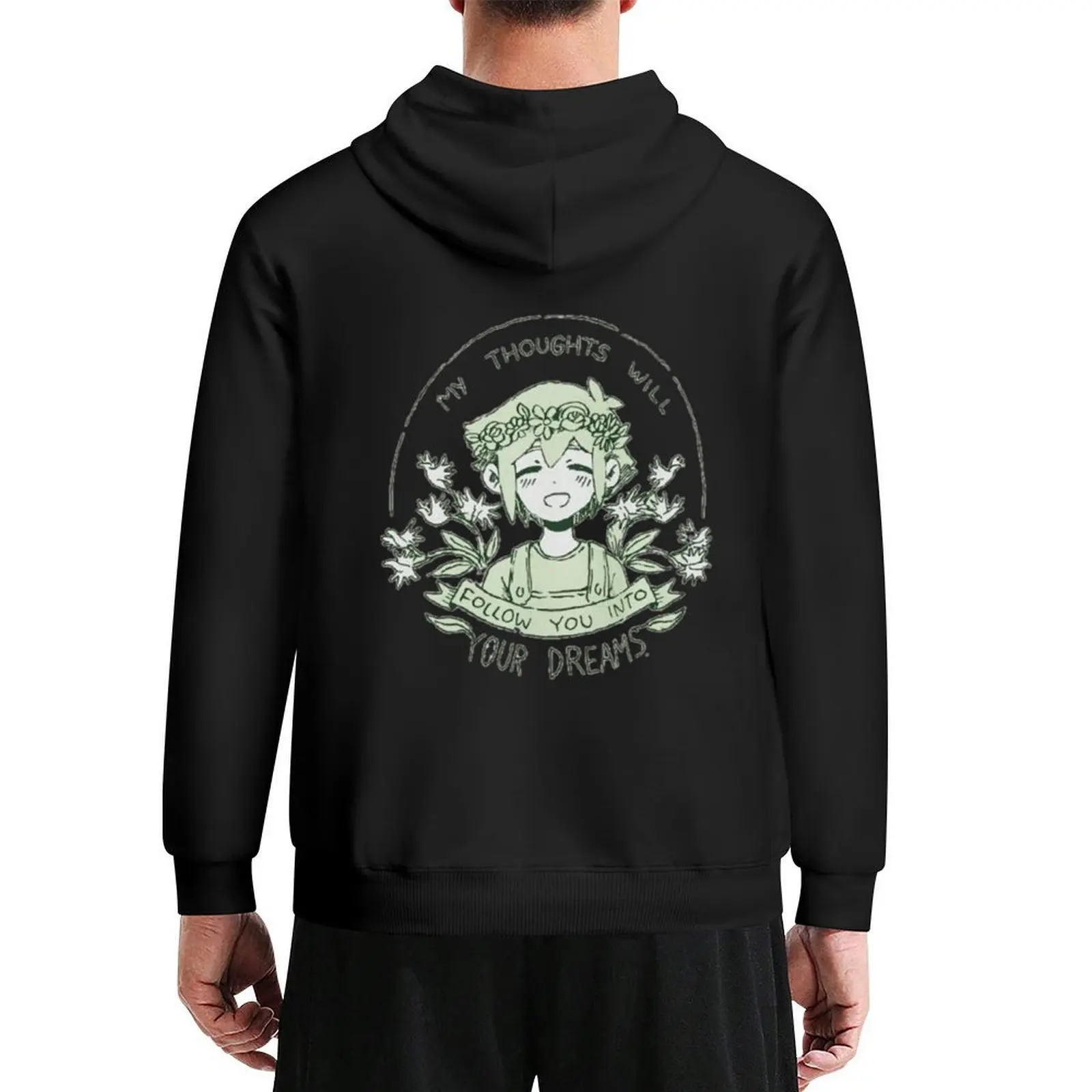 omori my thoughts will follow you into your dreams basil Hoodie men's sweat-shirt men's coat graphic t shirts men new hooded tee