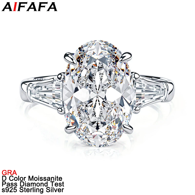 4.5 Carat Oval Moissanite Diamond Rings Top Quality 100% s925 Sterling Silver 8*12mm Egg Moissanite Women Ring Fine Jewellery