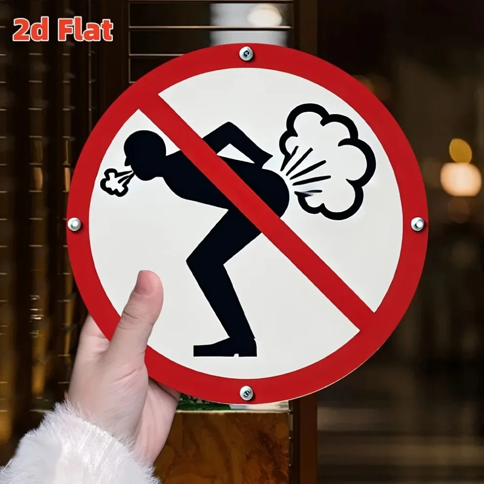 2D شقة لا يضرطن علامة مضحك جدار الفن الألومنيوم معدن الزخرفية شنقا اللوحة تحذير شارة تحصيل #5