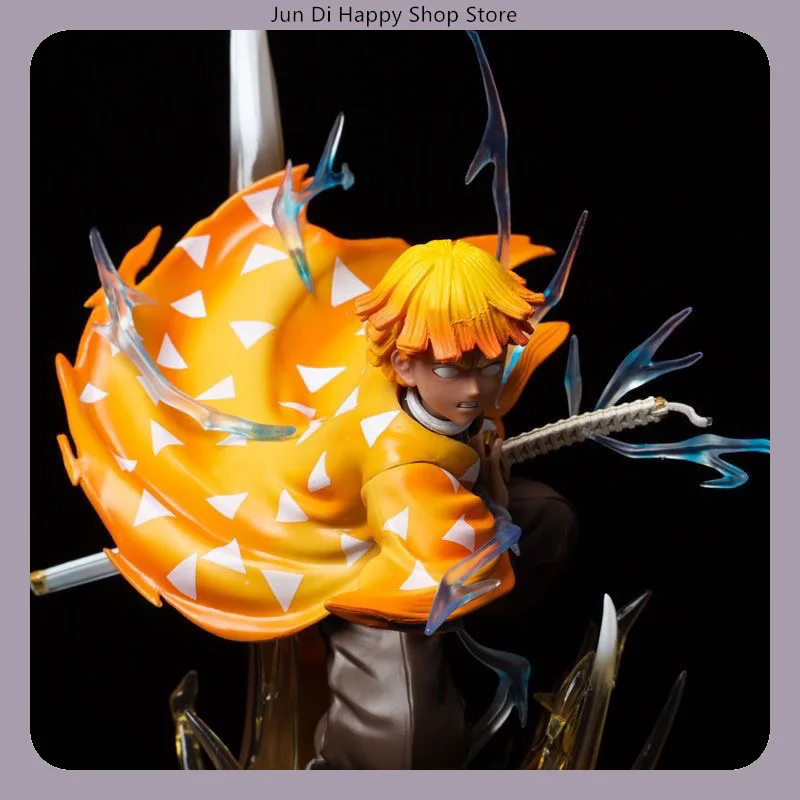 35cm Demon Slayer Zenitsu Thunderclap and Flash Light-up Anime Figure Model Statue Desktop Decoration