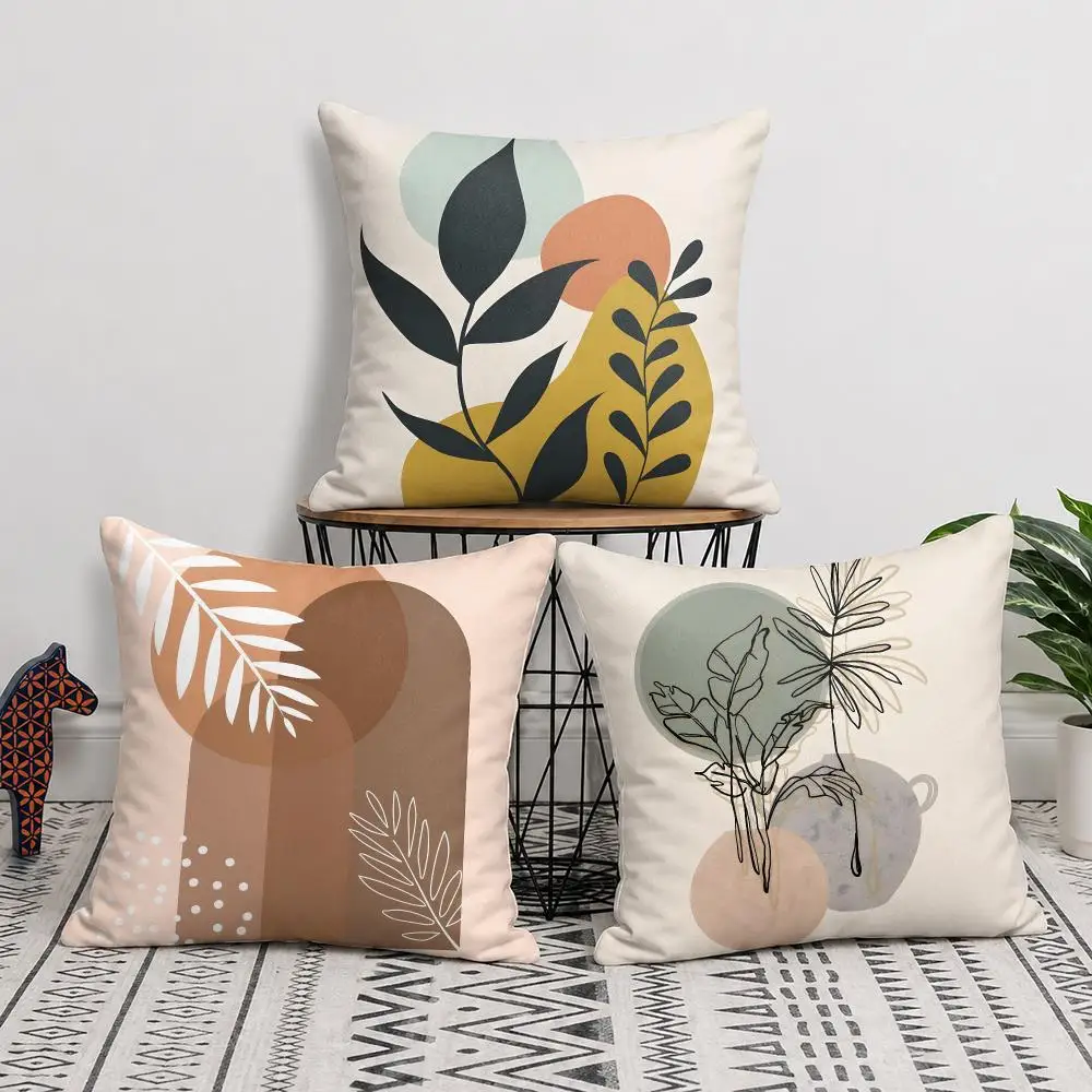 Trend Rustic Geometric Floral Cushion Cover Silky Short Plush Invisible Zipper Dustproof Sofa Pillow Case For Home Decor