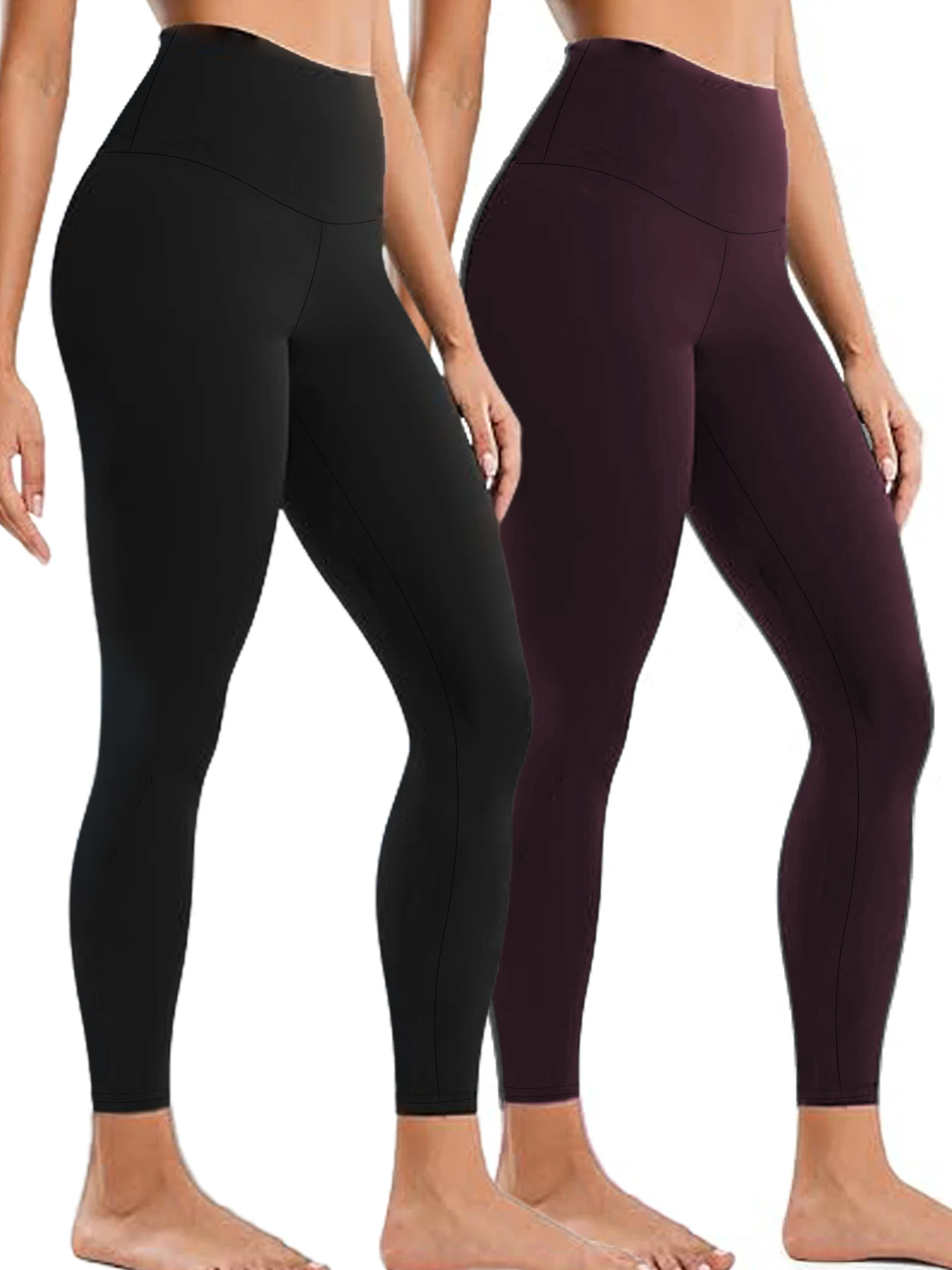 

Комплект из 2 женских супермягких леггинсов с высокой талией, утягивающих живот, непрозрачных, для тренировок, йоги, бега, спорта, с эффектом пуш-ап, для фитнеса