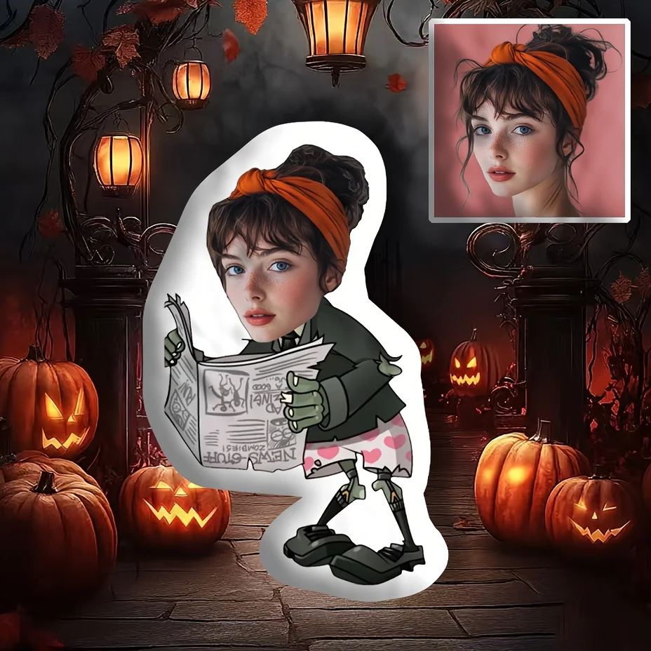 Custom Halloween Pillow - Double-Sided Plant-Zombie Design, Mixed Color Style, Suitable for Easter, Valentine'S Day, And Birthda