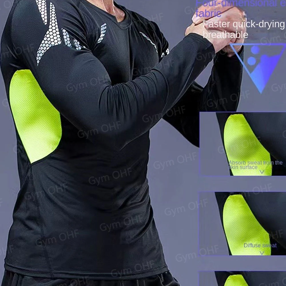 Spinne Kompression Shirt Herren Rashguard Fitness Für Männer Gym Sport T-Shirt Laufen Sweatshirt Outdoor Bergsteigen Training – Detail 18