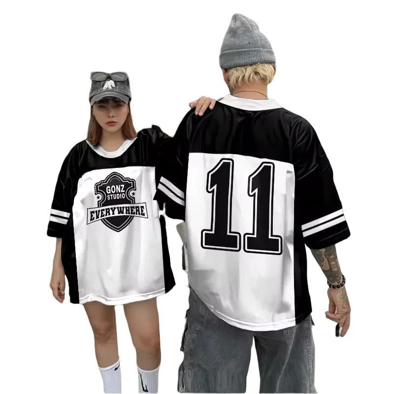 2024 Summer New Couple's Top Modny Oversize Oddychający Vintage Street Hip Hop Style Top Okrągły dekolt Koszulka z krótkim rękawem