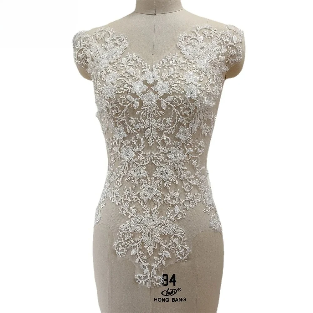 

Beaded Sequin Lace Fabric Patch, Chest Flower, 3D Wedding Dress Decal, DIY Bridal Headpiece, Wedding Dress Background Decoration