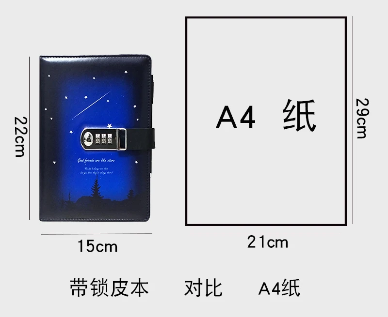 Novo Diário Retro Europeu com Bloqueio de Código Bloco Notepad Senha Livro Cute Grosso Revistas Notebooks Material Escolar