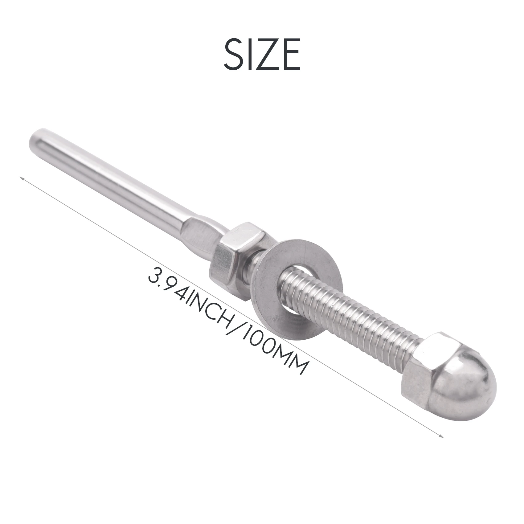 HOT 50 Pcs Stainless Steel Handrail Railing Cable Tensioner Threaded Stud End Fitting For 1/8 Inch Cable Wire (50 Pack)~Jul.