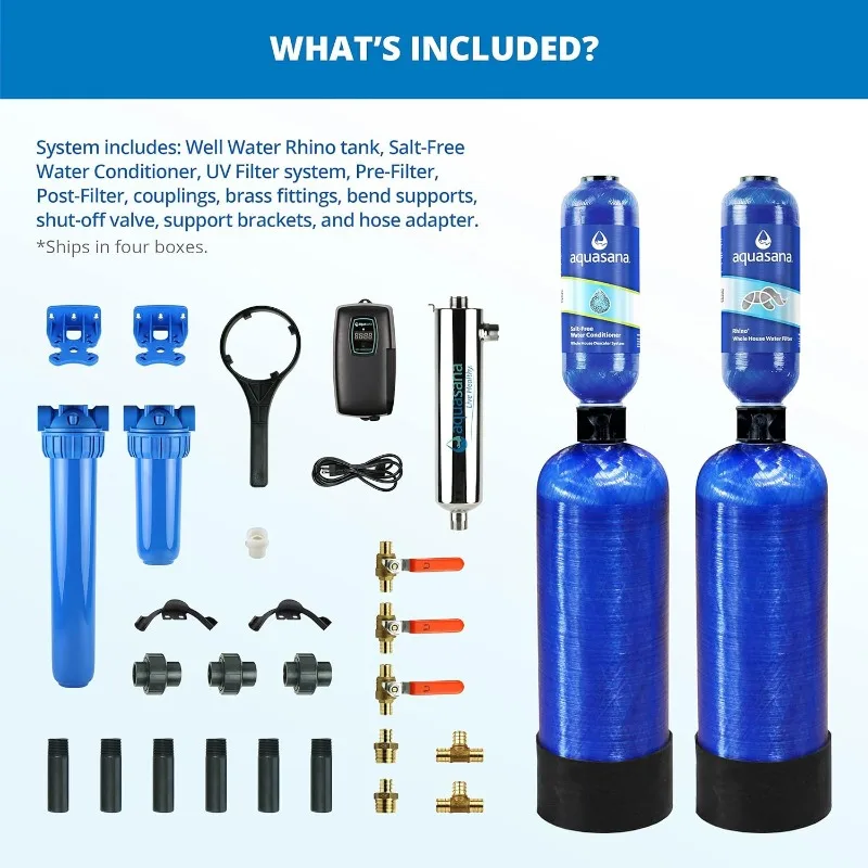 Aquasana Whole House Well Water Filter System UV Purifier Salt-Free Descaler Carbon & KDF Media Filters Sediment 97% Of Chlorine