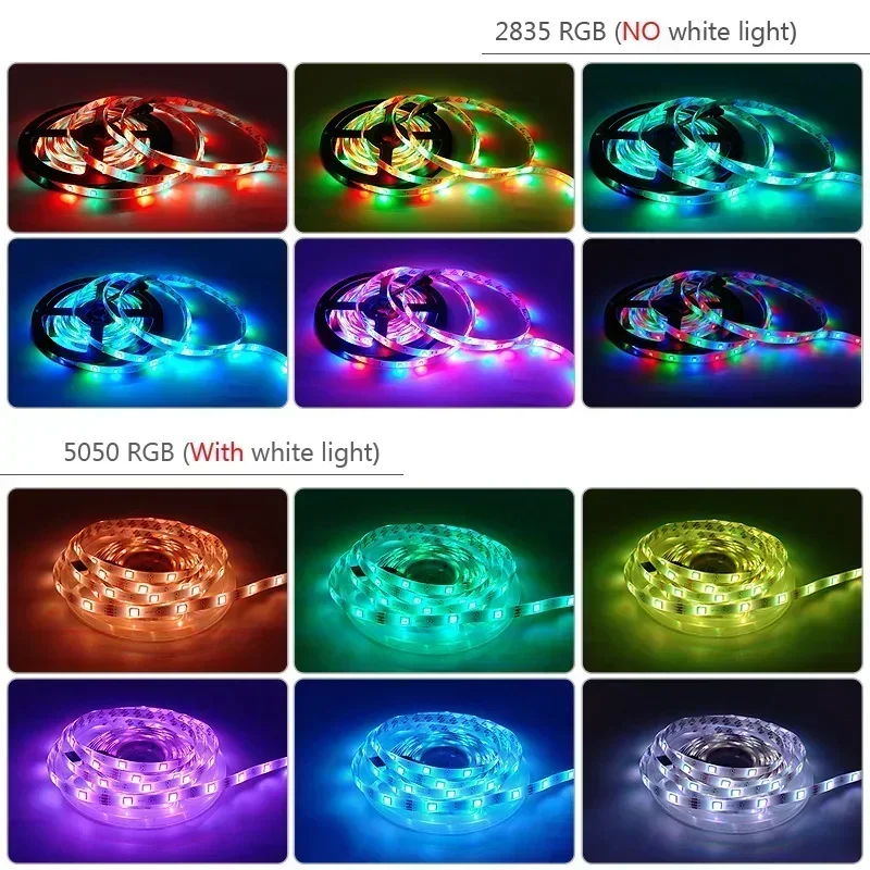 Taśma LED 5050 RGB LED Lights APP Controller Music Sync Color Changing Luces Led DIY Flexible Lamp Tape Room Decor EU Plug