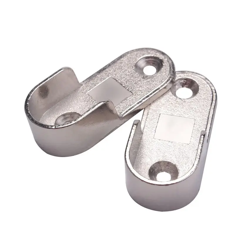 DT17 5x Oval Wardrobe Hanging Rail Rod End Bracket Support, Silver Tone, Zinc Alloy, 1.8x0.85x0.47 Inch, for Closet