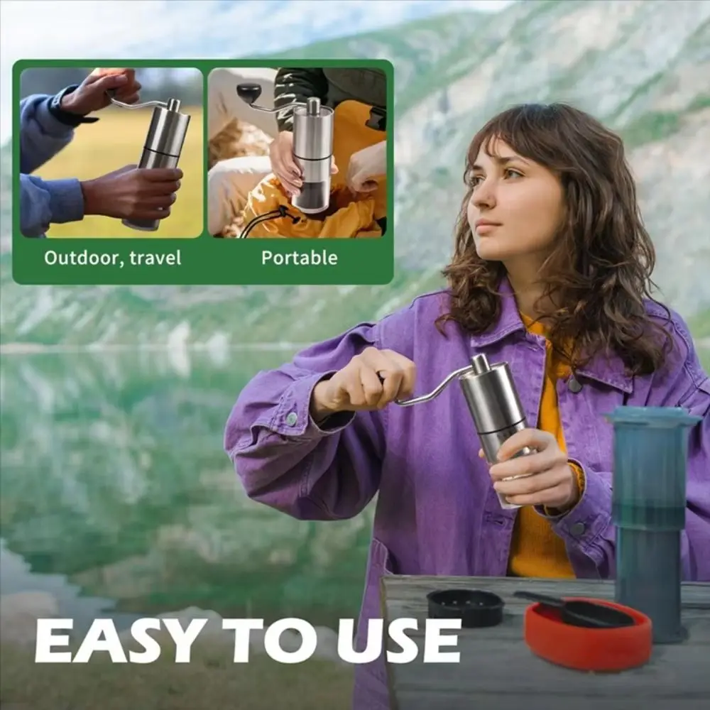 

5-Gears Adjustable Coffee Bean Grinder Clear Bin Detachable Manual Coffee Grinder Comfortable Handle Effort Saving