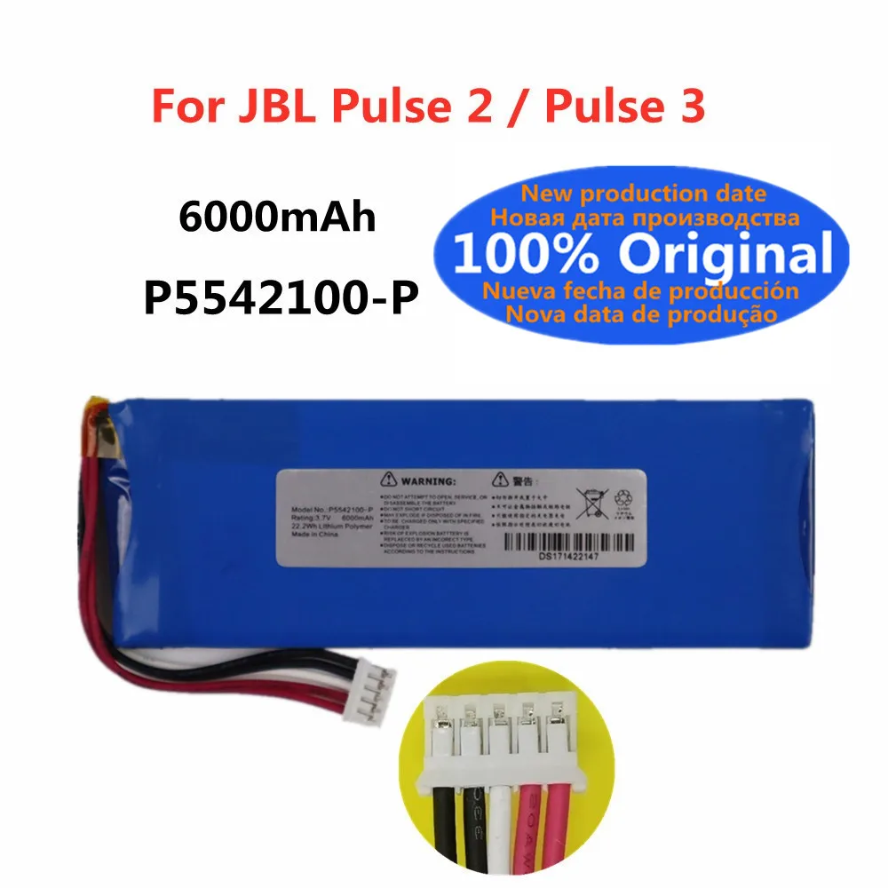 Batería de Repuesto Original Nueva P5542100-P para Altavoz JBL Pulse2 Pulse3 Pulse 2 Pulse 3, Batería de 6000mAh